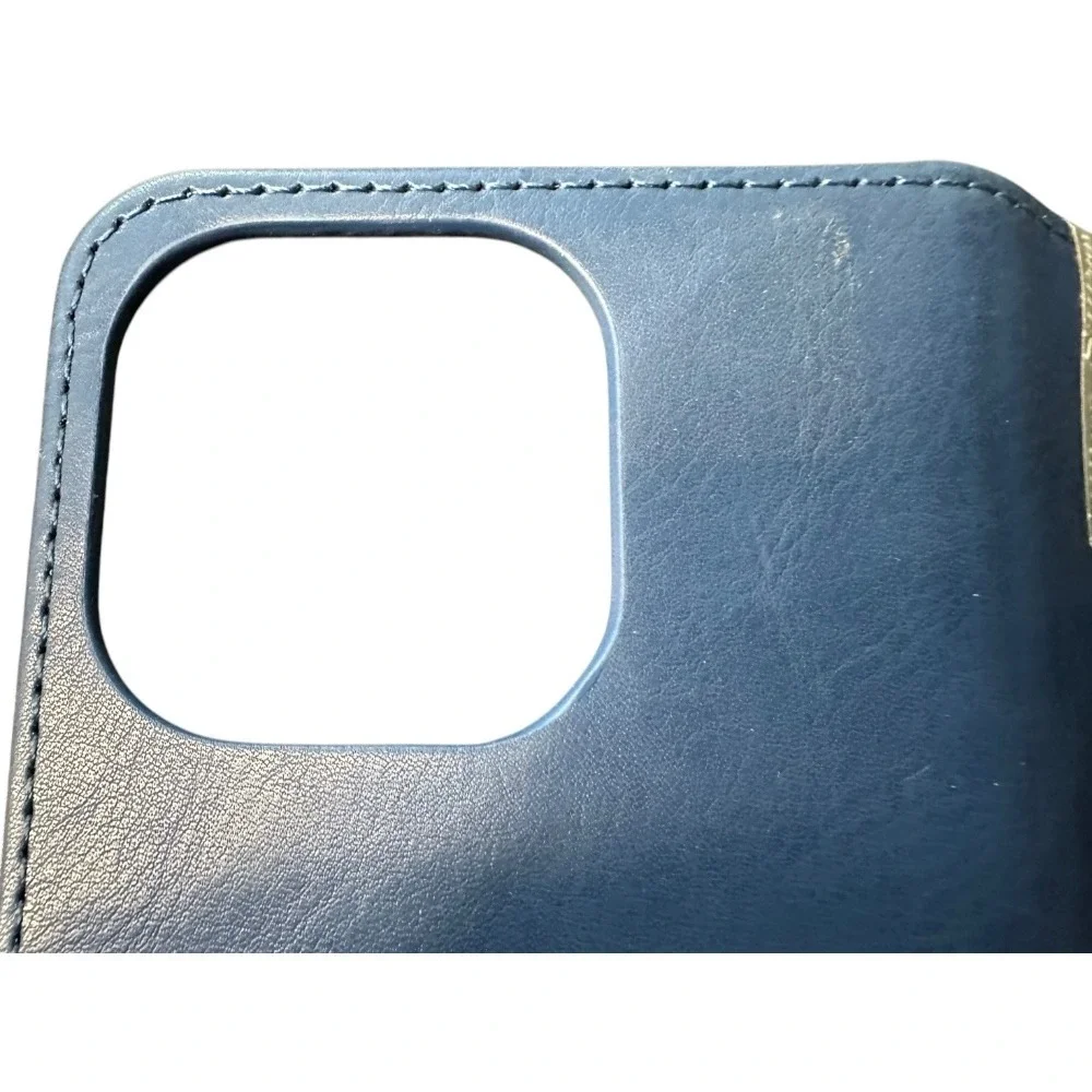 SiHPuoy Wallet Case iPhone 13 Pro Max‎ Card Holder Zipper Wrist Strap Blue